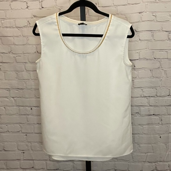 Ann Taylor Cream Blouse with Gold Accent - Picture 1 of 4